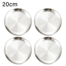 4Pcs Stainless Steel Round Plate Bone Spitting Dish Shallow Tray Metal Camping Plate Dining Disc BBQ Picnic Dishes Cookware