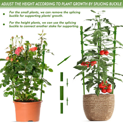 Jaula ajustable para tomates de 90 cm y 36 pulgadas, soporte para plantas, enrejado para pepinos y plantas trepadoras, 4 anillos ajustables y clip para plantas.