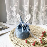 New Rabbit Ears Candy Bag Easter Drawstring Bag Velvet Draw String Candy Bags Gift Packing Bags Party Decoration Drop Shipping