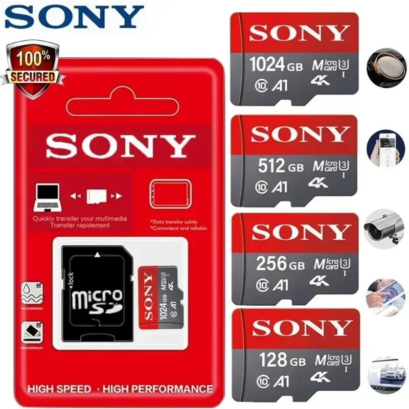 SONY Micro SD Card Mini Memory Card Class 10 32GB 64GB 128GB 256GB U3 4K High Speed ​​Cartao De Memoria Flash Memory TF Mecard C10
