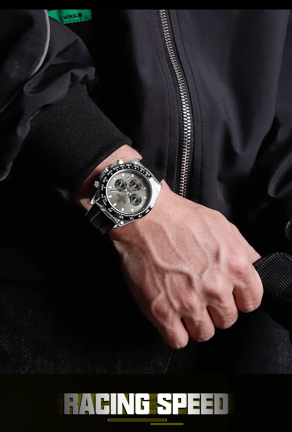 NAVIFORCE Reloj de lujo para hombre, deportivo, resistente al agua, de cuarzo, con correa de silicona, cronógrafo, luminoso, de pulsera, masculino