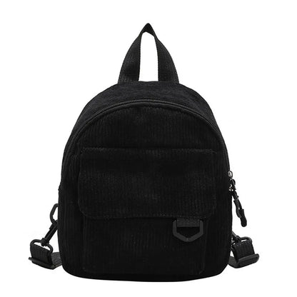 Women's Mini Backpack Fashion Solid Color Corduroy Small Simple Casual Traveling Large Capacity Durable Female's Schoolbag