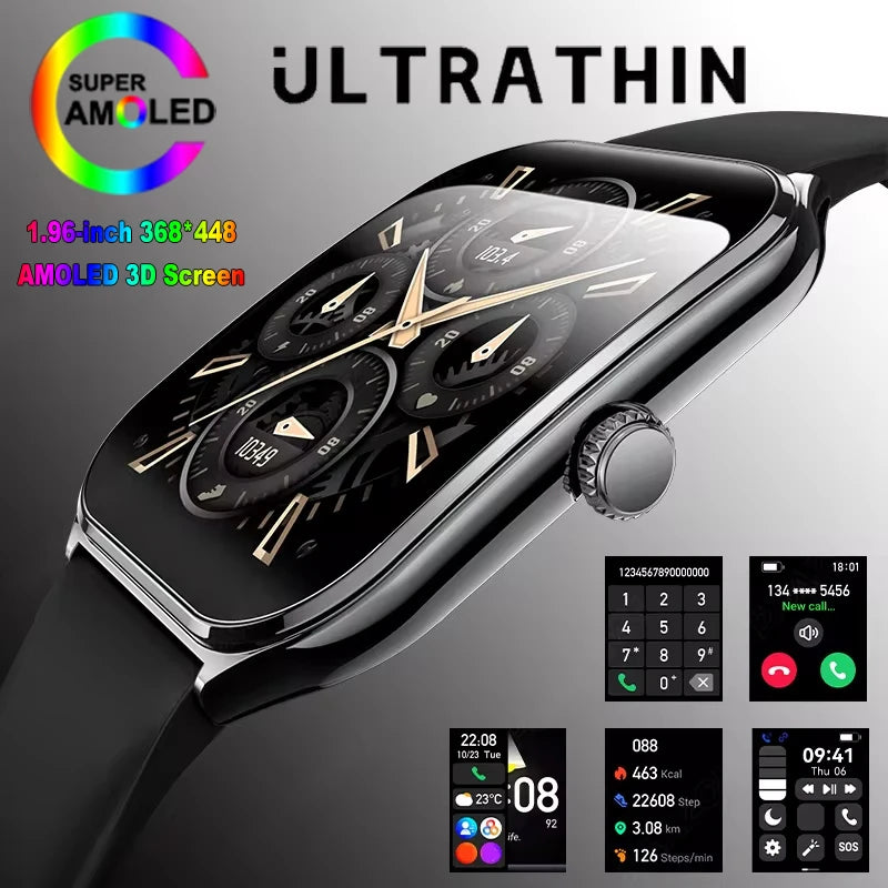 New For OPPO Ultra Thin Smart Watch Men Woman 1.96" HD AMOLED 70+Sports Mode Health Monitor Bluetooth Call Waterproof Smartwatch