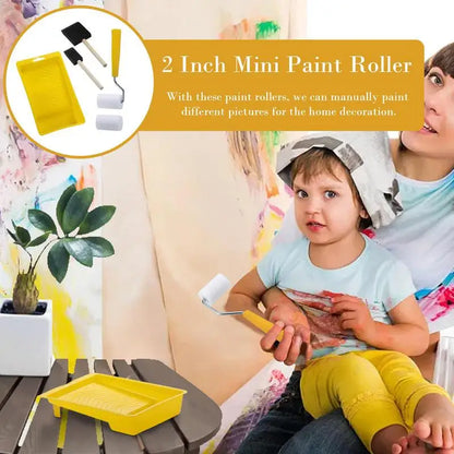 Small Paint Roller Set Mini Roller Edger Brush For Wall Painting With Paint Tray Interior Paint Brushes Painting Tools For Room