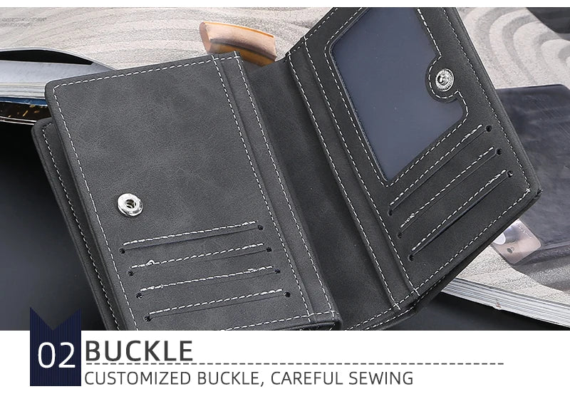 New Leather Men Wallets High Quality Zipper Short Desigh  Wallet Hipster Credit Card Holders Inserts Coin Purses Vintage Walltes