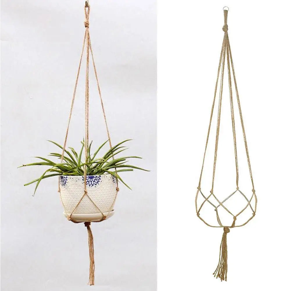 1pcs Braided Rope Hanging Basket  Flower Pot Straw Macrame Net Hanger Garden Holder Craft Plant Balcony Decor Accessories