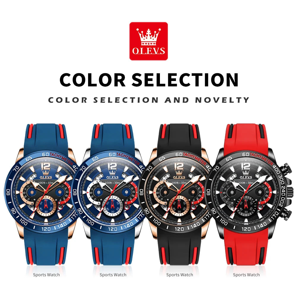 OLEVS 9936 Men's Watch Original Brand Quartz Wristwatch Waterproof Luminous Watches For Men Stylish Design with Silicone Strap