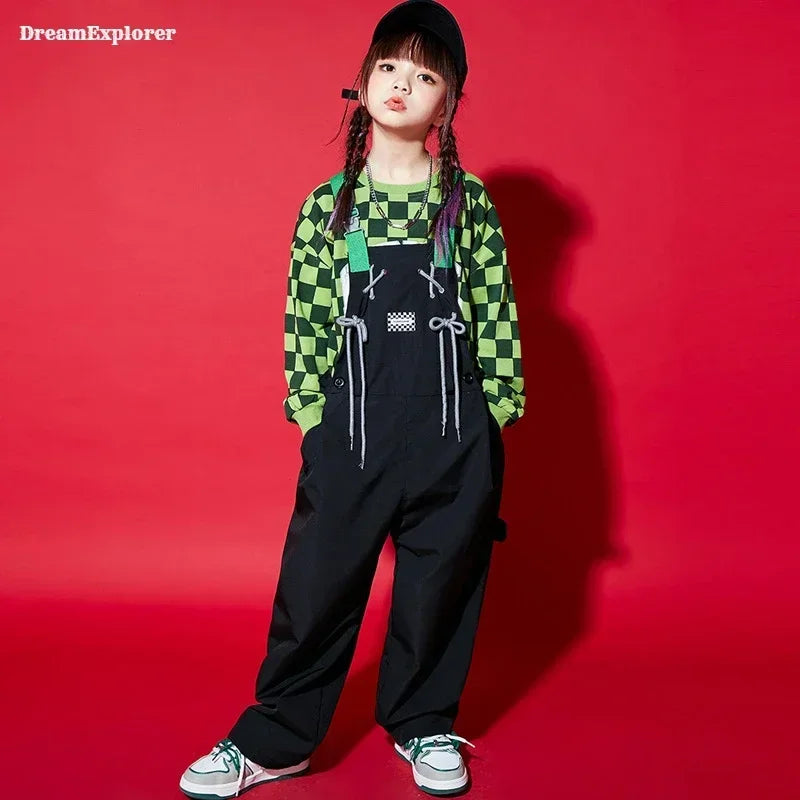 Boys Hip Hop Loose Overalls Girls K-pop Cargo Pants Kids Dungaree Joggers Children Jumpsuit Street Dance Romper Teen Streetwear