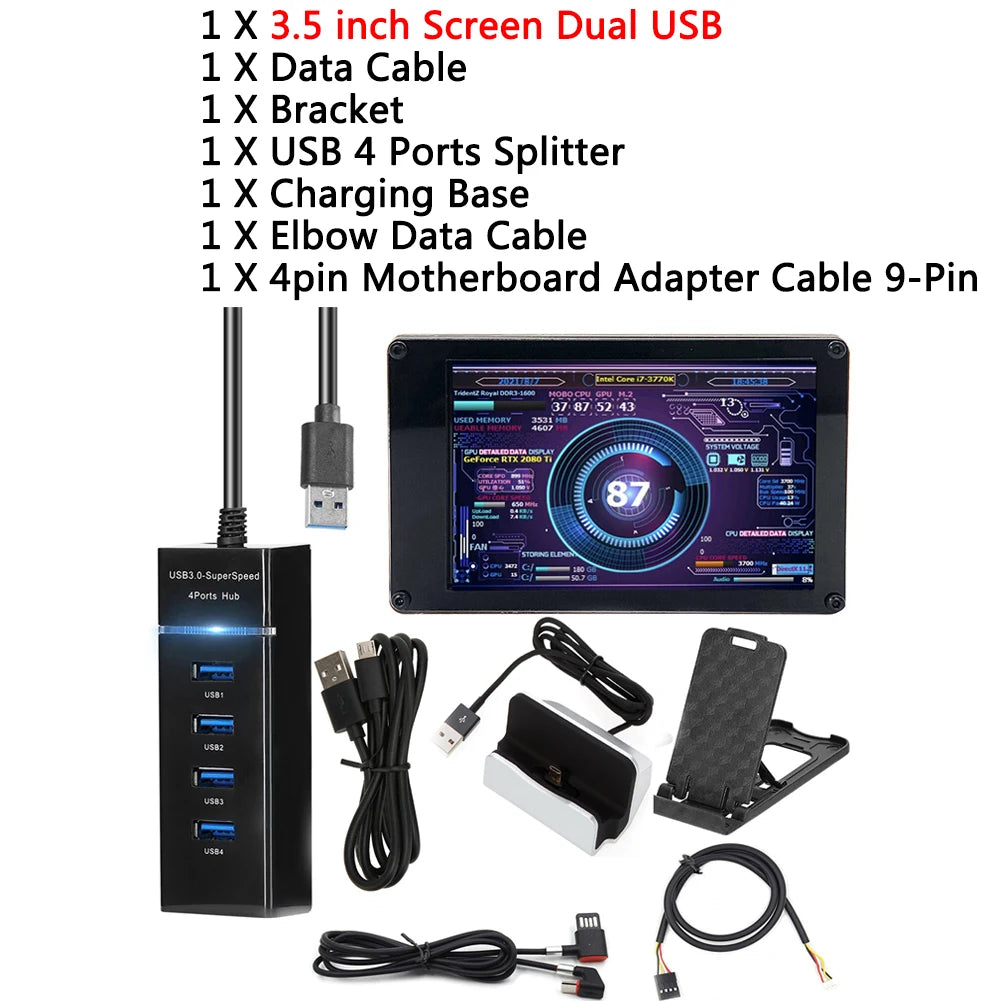 3/5/8.8inch IPS USB Secondary Screen HD-MI Computer CPU GPU RAM HDD SSD Monitor USB Sub Display 480X1920 For Raspberry Pi Linux