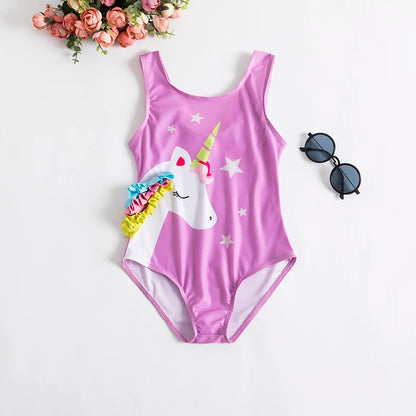 Trajes de baño de una pieza para niñas de 1, 2, 3, 4 y 5 años, estampados, para playa, verano, con lazo