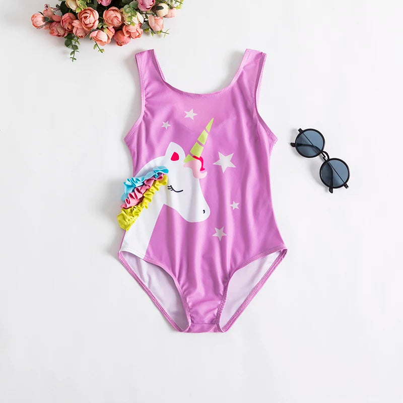 One Piece Girl Swimsuits 1 2 3 4 5 Year Baby Printed Swimwear Summer Beach Bathing Bikini Clothes Kids Bow Seaside Swimming Wear