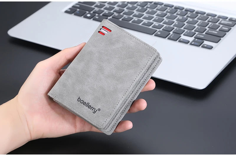 New Leather Men Wallets High Quality Zipper Short Desigh  Wallet Hipster Credit Card Holders Inserts Coin Purses Vintage Walltes