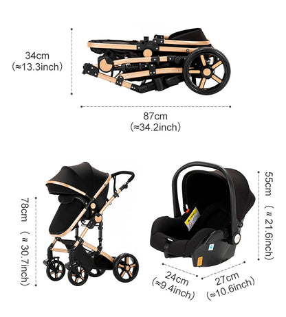 Cochecitos 3 en 1, cochecito de bebé, asiento de coche, cochecito de viaje, cochecito para recién nacidos, paisaje alto, artículos para madres, niños y bebés.