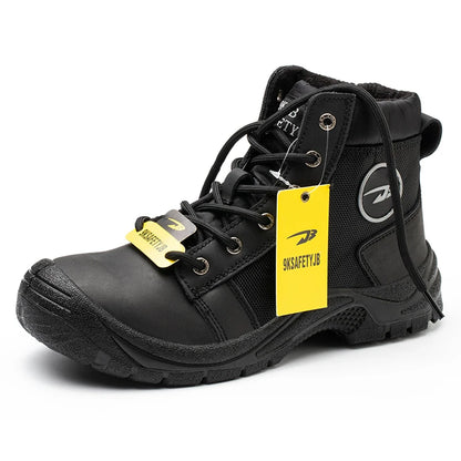 Safety shoes men's leather welding shoes anti-smashing, anti-puncture, non-slip sports Steel toe soft work boots for women