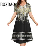 Tie Dye Gradient 3D Print Womens Dress Summer Plus Size Short Sleeve O-Neck Loose A-Line Dress Casual Fashion Women Clothing 9XL