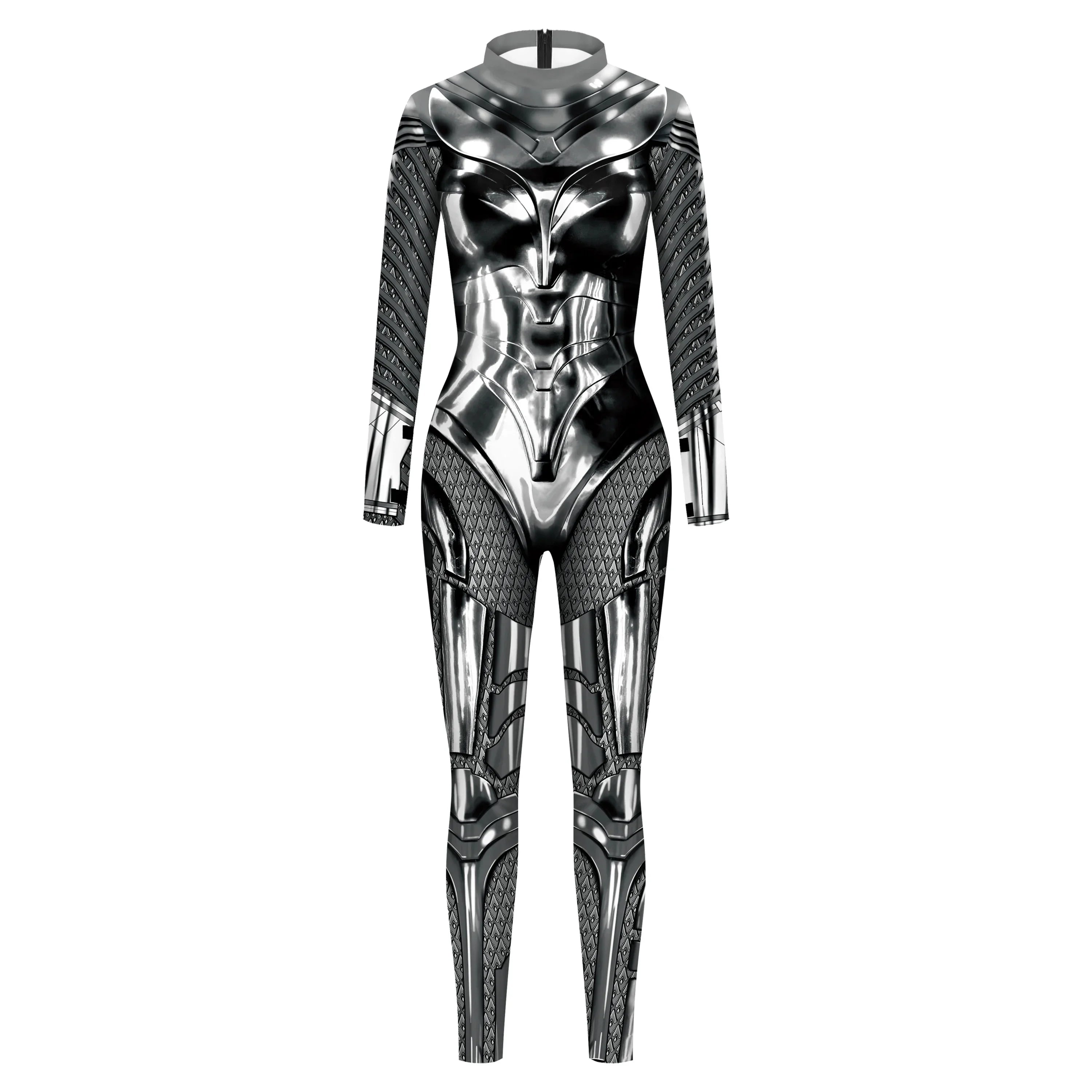 Women Superhero Cosplay Costume Printed Jumpsuit Outfit Fancy Dress Clothing Adult Bodysuit Zentai Muscle Suit Armor Combat Suit