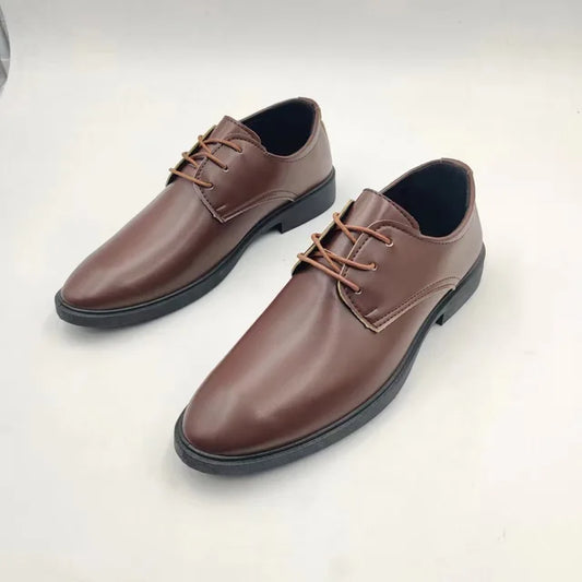 Zapatos formales de cuero para hombre, zapatos casuales de elevación simple, zapatos de traje británico, primavera y otoño 