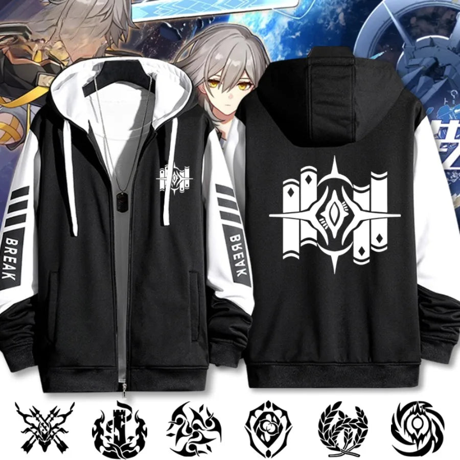Sudadera con capucha y cremallera con estampado 3D de Game Honkai Star Rail para mujer y hombre, estilo hip hop, manga larga, estilo urbano