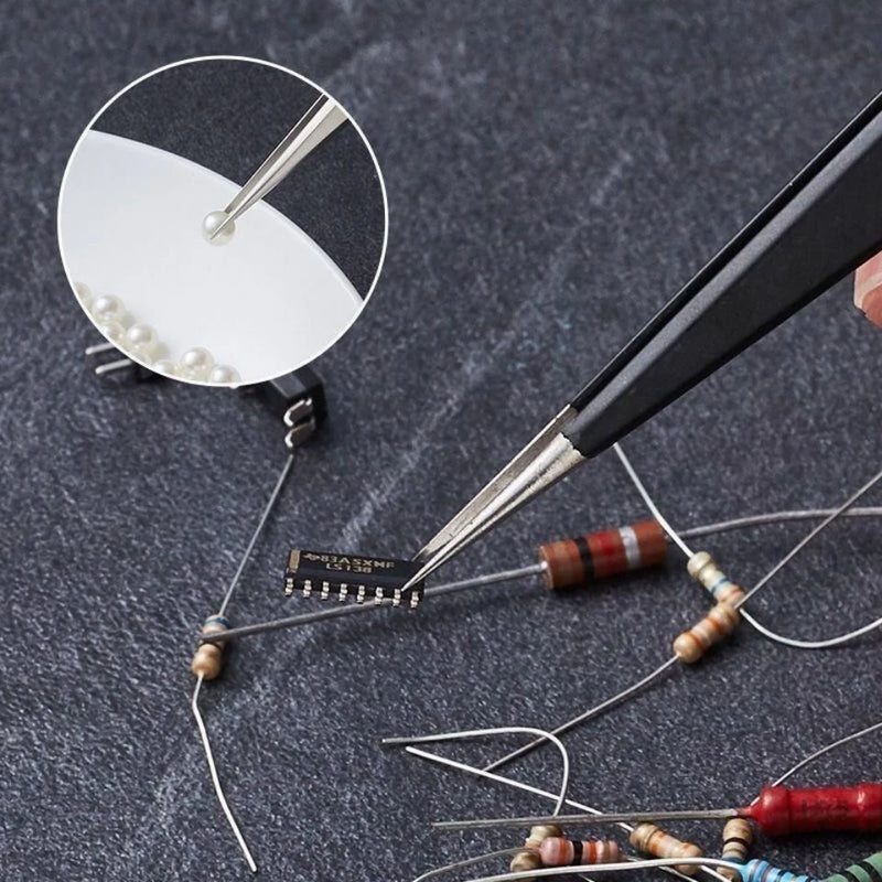 2/6pcs Precision Tweezers Set ESD Anti-Static Stainless Steel Tweezers Repair Tools for Electronics Repair Soldering Craft Tools