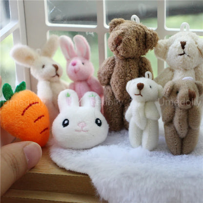 1/6 or 1/12 Scale Miniature Dollhouse Bear Rabbit Plush Toy Mini Kids Room Decor for OB11 Blyth Doll Accessories