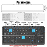 Foldable Bluetooth3.0 Wireless Keyboard With Magnetic Stand,Rechargeable 60 Keys Aluminum Alloy Mini Keyboard,Portable Wireless Travel Keyboard for Window/Mac OS-Grey