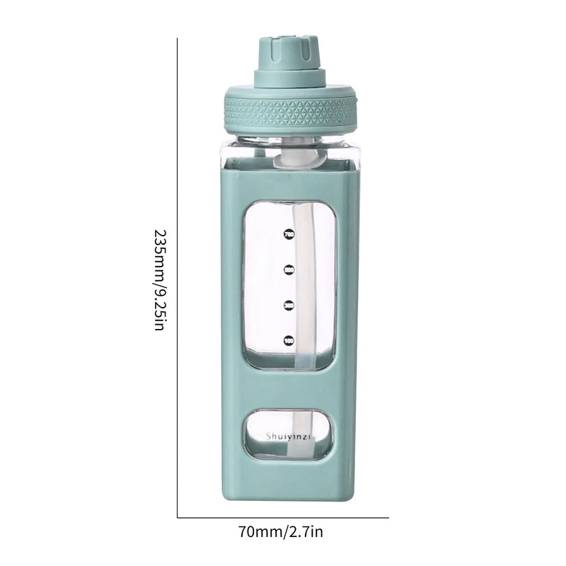 Botella de agua a prueba de fugas con pajita cuadrada, lindas botellas de agua resistentes al calor para mujeres, hombres, niños, regalos de cumpleaños