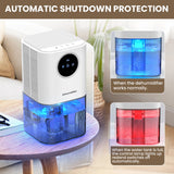 Portable Dehumidifier With 35 Ounces Capacity, Silent Operation, With Romantic Colorful Lights, Timer Switch