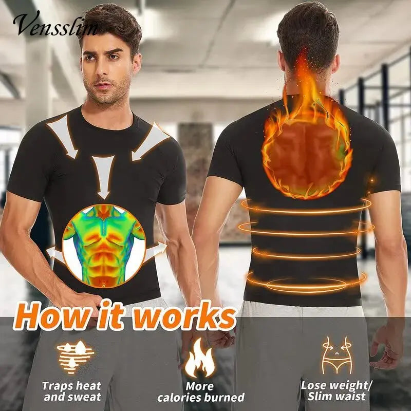 Vensslim Men’s Sauna Suit Sweat Heat Trapping Workout Fat Burner Vest Slimming Body Shaper Tank Top Waist Trainer Fitness Corset