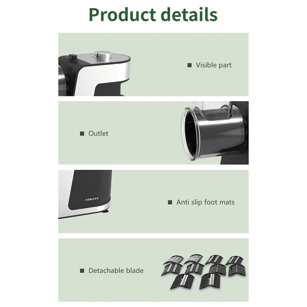 1000W Electric Vegetable Chopper Cutter 5-in-1 Stainless Steel Food Processor Kitchen Mixer Multifunctional Potato Slicer 220V
