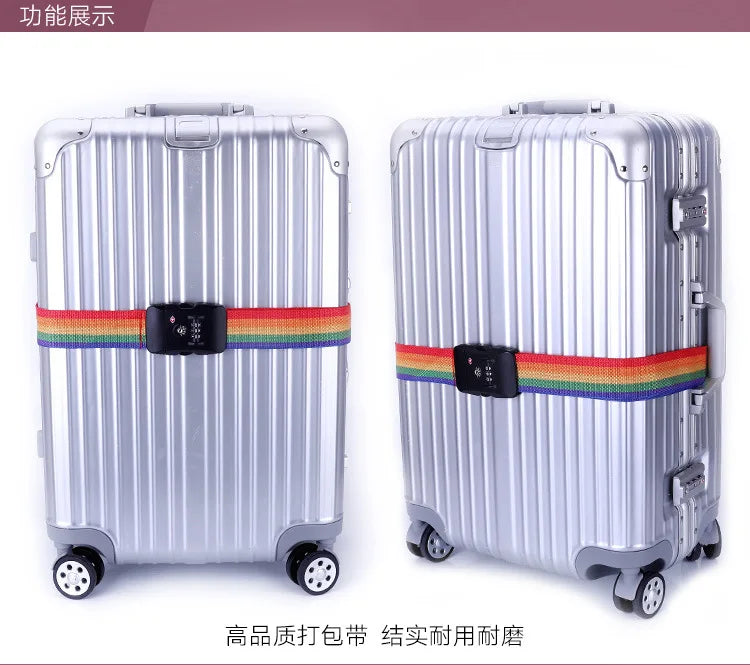 TSA Password Customs Lock Luggage Cross Belt Adjustable Travel Suitcase Band Luggage Suitcase Rope 2M Straps Travel Accessories