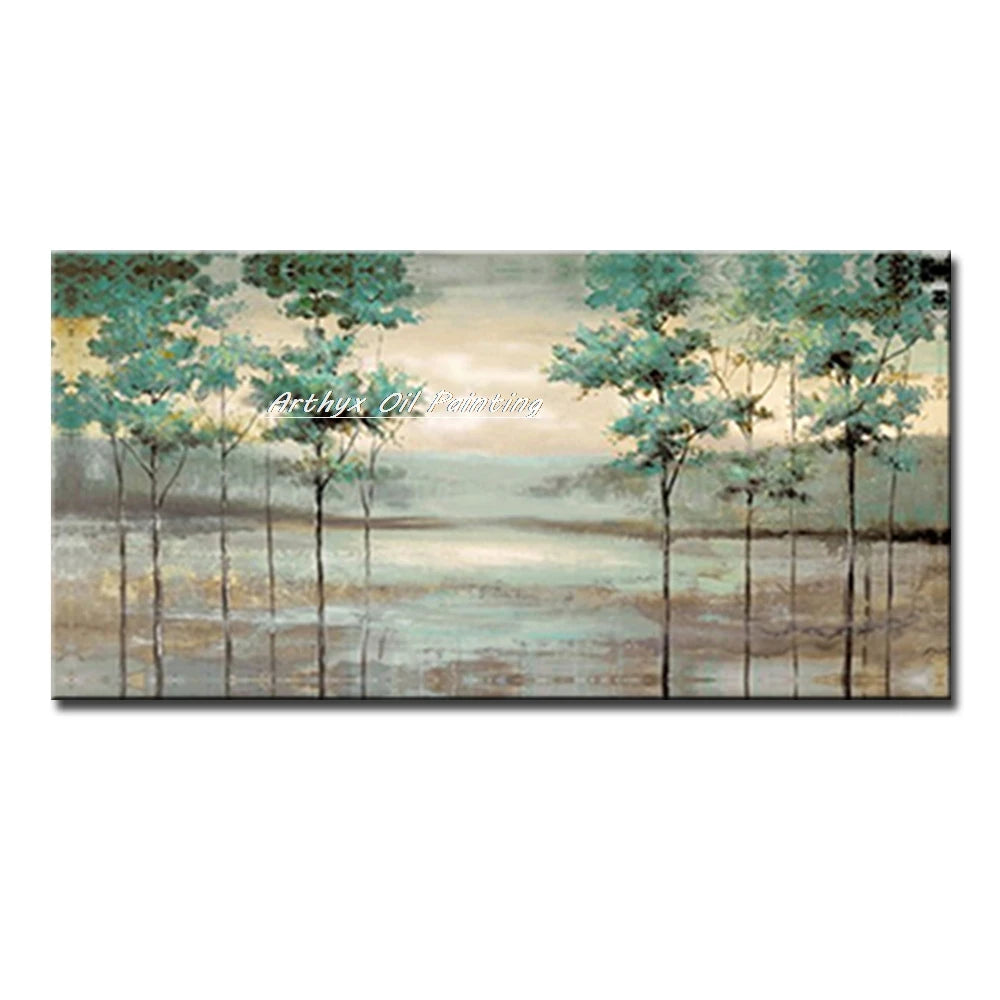 Arthyx,Large Handpainted Palette Knife Tree Oil Painting on Canvas,Modern Abstract Landscape Art Poster,Wall Pictures,Home Decor