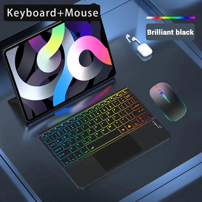 Multilingual 7-Colors Backlit Wireless with Touchpad Keyboard Rechargeable Portable Keyboard For iPad Tablet Laptop IOS Android