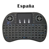 Ratón de aire retroiluminado con panel táctil, mini teclado inalámbrico para PC, Android TV Box, i8, árabe, francés, español, ruso, 2.4G 