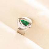 1pc Green Turquoise Ring Hippie Stainless Steel Silver Color Charm Opening Adjustable Ring Women Chunky Bohemian Party Jewelry