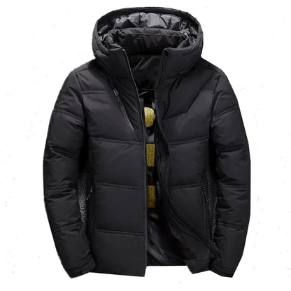 Chaqueta de plumón de 20 grados para hombre, parka de invierno para hombre, chaqueta de plumón de pato blanca con capucha para exteriores, abrigo de nieve acolchado grueso y cálido de gran tamaño M-4XL