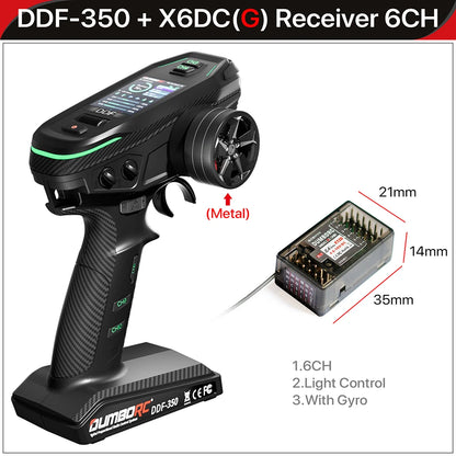 Control remoto digital DUMBORC 2.4G 10CH DDF-350, transmisor con receptor para coche, barco, tanque, sistema LCD FHSS