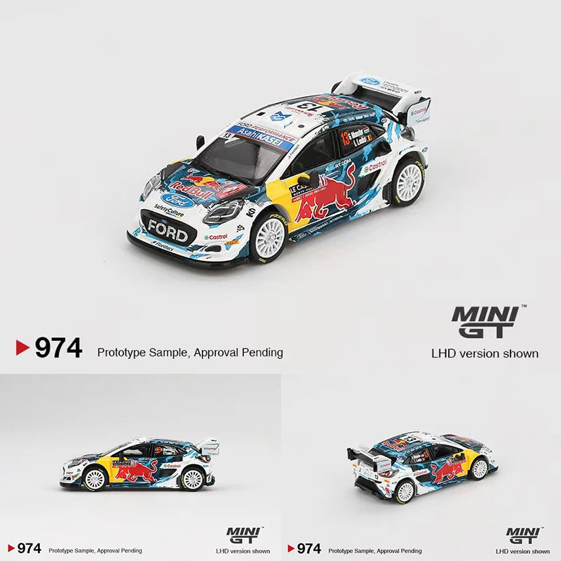 PreSale MINIGT 974 1:64 Ford Puma Rally M Sport WRT 2024 Diecast Model Collection Toys