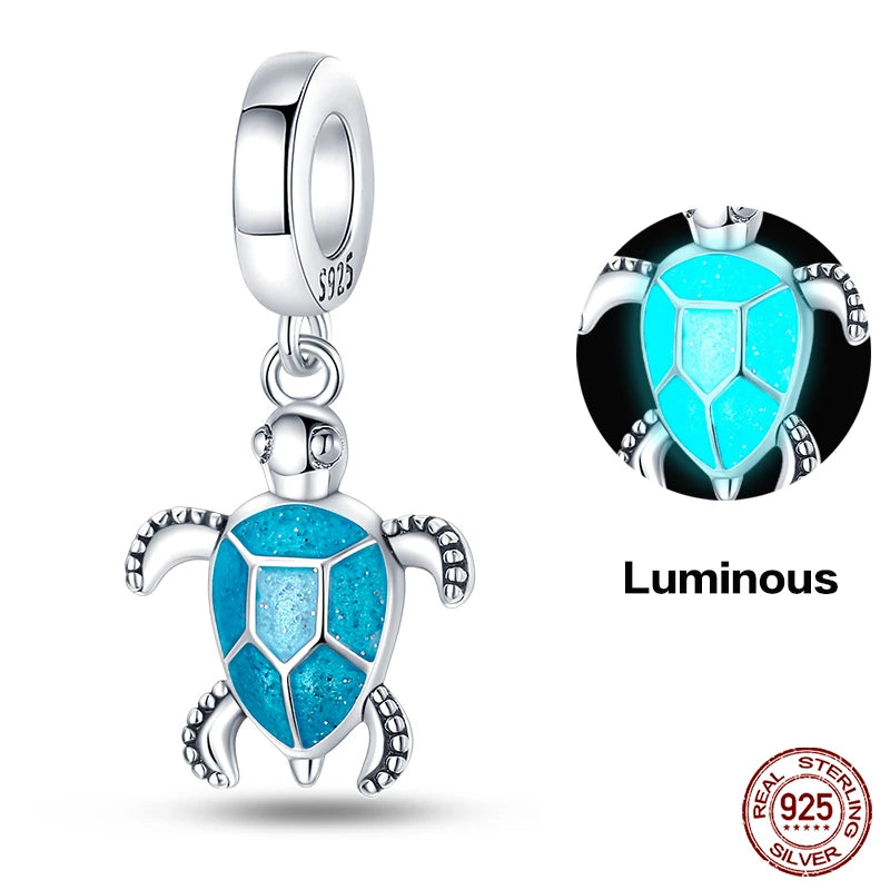 Ocean Series - Original Genuine 925 Sterling Silver Turtle Crab Mermaid Charm Beads Suitable for 3mm Bracelet DIY Making Pendant