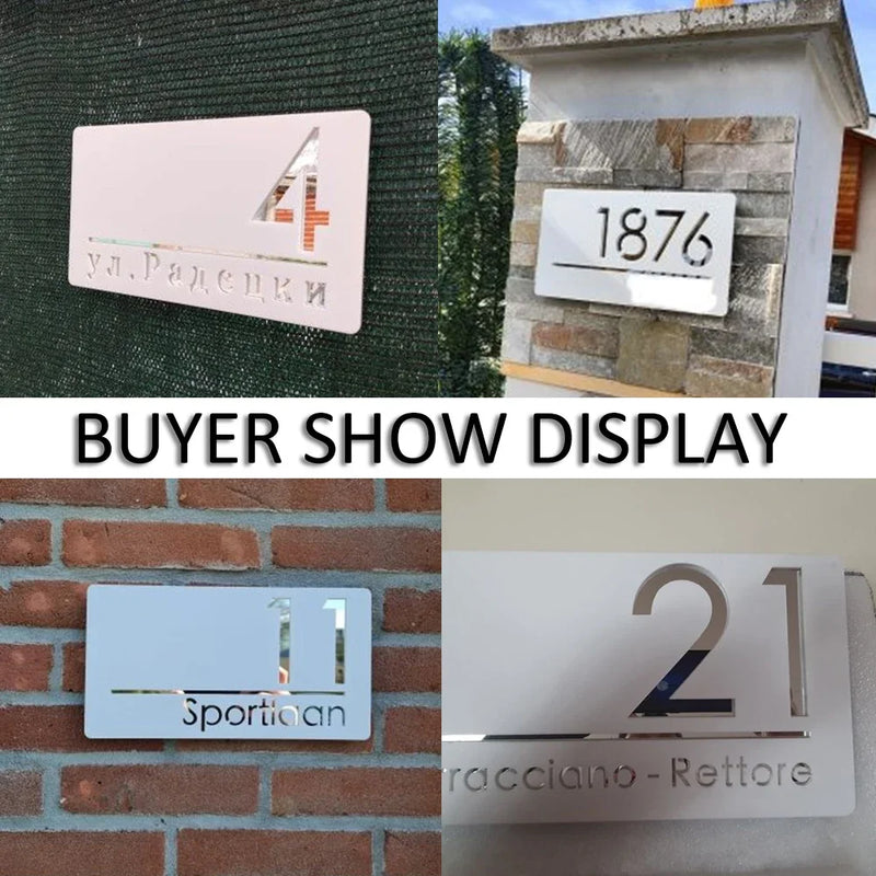 Custom Laser Cut 28/40/45cm Acrylic Modern 3D Floating House Number Sign Outdoor Street Name Waterproof Plate Matte Black White