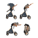 Baby Stroller 3‑in‑1 Travel System Pushchair Lightweight Pram from Birth All‑Terrain Baby Buggy Compact Fold Stroller Summer