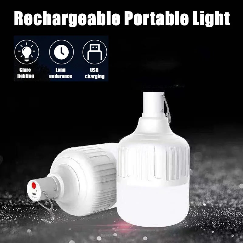 USB recarregável LED lâmpada de emergência, lanternas portáteis ao ar livre com gancho, Camping Light, BBQ tendas, bateria bulbo, 1 Pc, 2 Pcs, 4 Pcs, 6 Pcs, 8 Pcs, 10Pcs