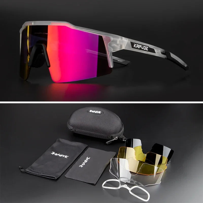 Men Women Polarized 4 Lens Sunglasses Cycling Bike Glasses Bicycle MTB Goggle Outdoor Sport Eyewear Anti-Glare Uv400 Equipment