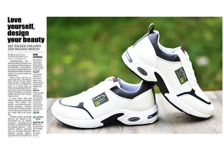 Zapatillas de running para hombre, transpirables, con amortiguación de aire, con cordones, antideslizantes, para exteriores