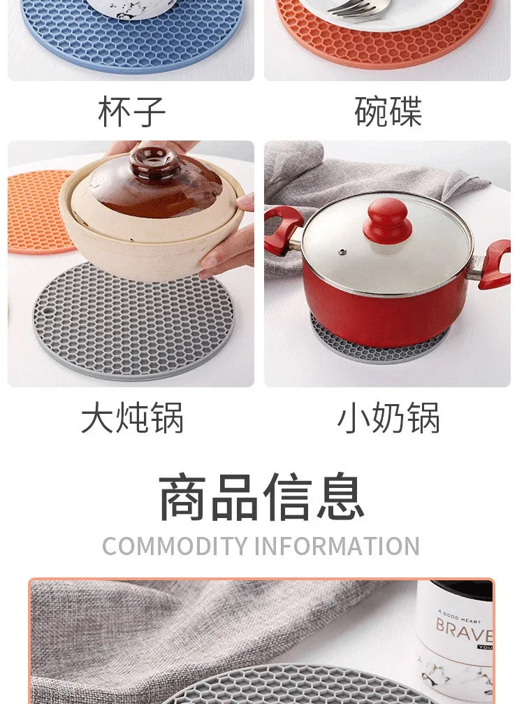 xgnvpy Silicone Mat Coaster Food Grade Non-slip Placemat Table Protection Kitchen Accessory Gadget Round Cup Mat