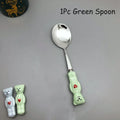 New Cute Bear Spoon Fork Ceramic Dessert Milk Fruit Salad Spoons Cartoon Flatware Kid Cutlery Tableware School Picnic Dinnerware