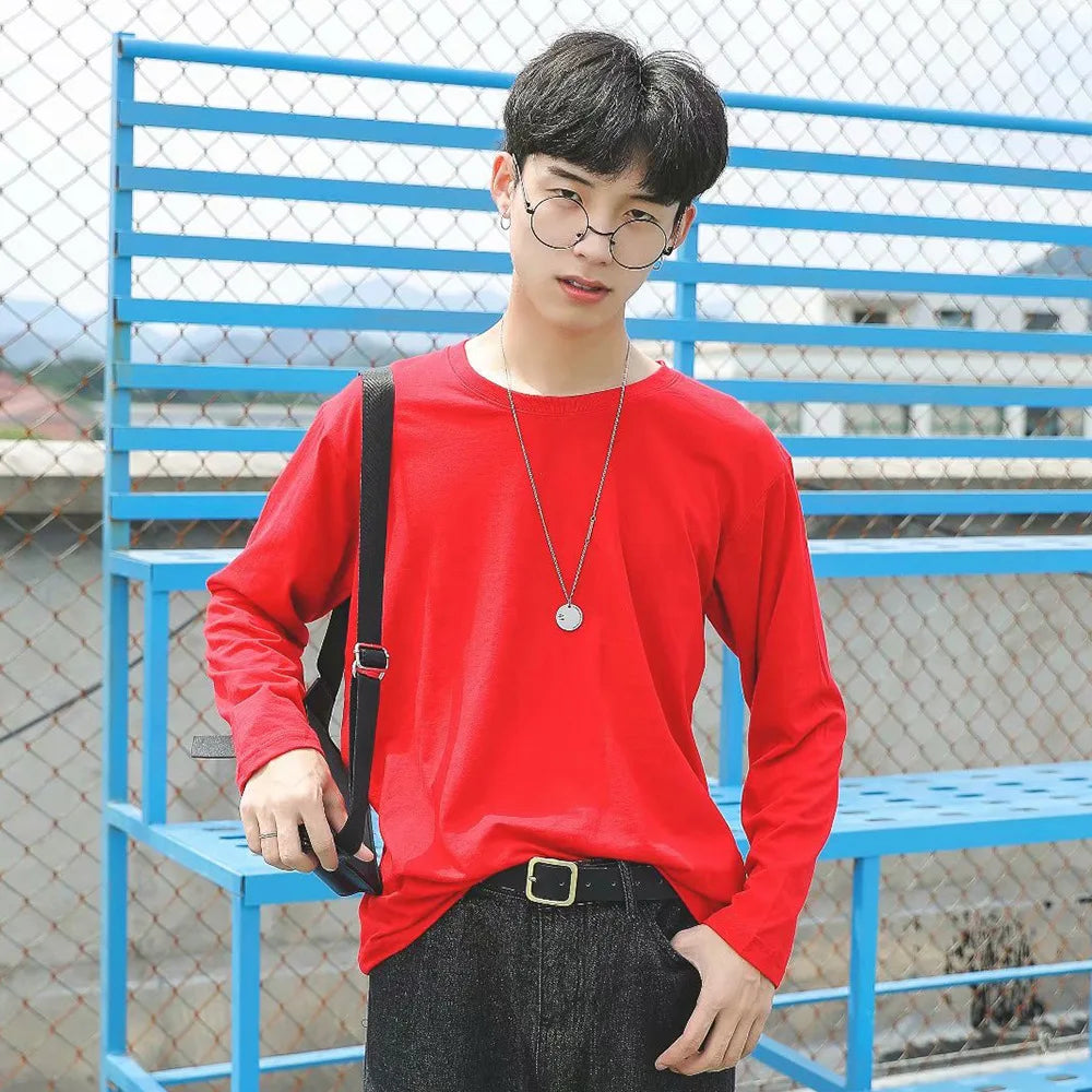 MRMT Brand New Men's T-Shirt 100% Cotton Tshirts Crew Neck Long Sleeve Men T Shirt Tops Tees for Male Pure Cotton Man Clothing