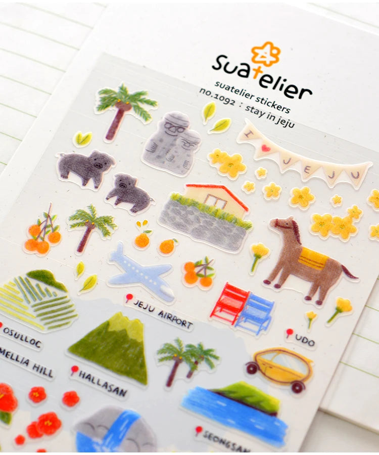 Suatelier City Stickers Korea Scrapbooking DIY Deco Sticker Junk Journal Supplies Planner Diary Photo Album Craft Material