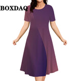 New 2026 Women's Striped Abstract Printed Dress Elegant Fashion Casual Short Sleeve Summer Dresses Ladies Plus Size Clothing 9XL