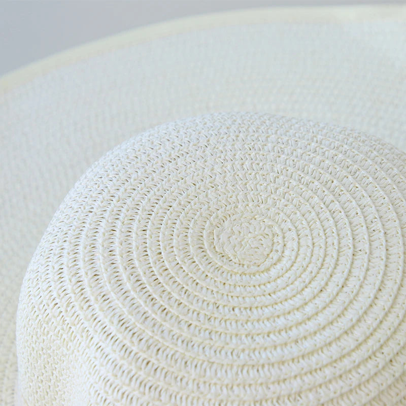 Summer Women's Straw Hat Bowknot Wide Brim Floppy Panama Hats Female Lady Outdoor Foldable Beach Sun Cap