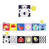 Livro de Pano de Alto Contraste para Bebês (0M+) – Brinquedos Sensoriais em Preto e Branco com Temática de Animais para Berço e Método Montessori